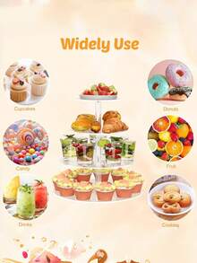 1pc,Acrylic Cake Stand, Clear Cake Stand, Round Tall Cake Stand, Dessert Table Display Set, Cupcake Stand, Dessert, Cupcake Pastry Candy Display, Wedding, Event, Birthday Party - Multicolor - View 7