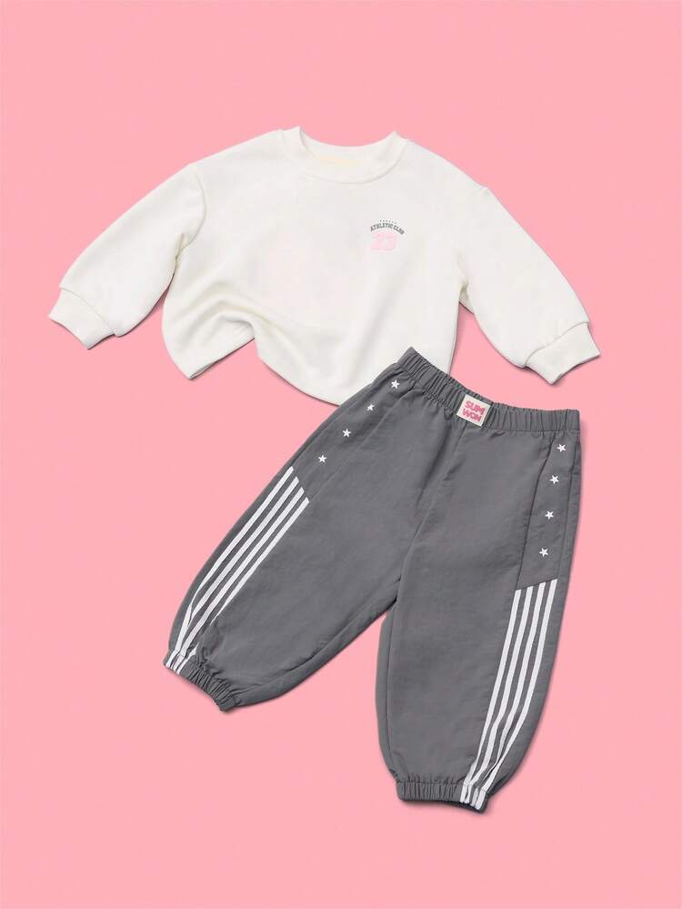 Hooded Sweatshirt And Jogger Pants Set With Stars