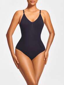 SHAPORA Seamless Low Back Thong Bodysuit Full Body Shaper Bust&Butt Lifter-Tummy Waist Thigh Control - Black - View 7