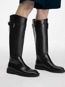 Mnmlis Women's Fashionable Versatile Commuting Minimalist Knee-High Boots For Christmas