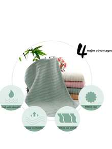 1pc Bamboo Cellulose Wave Patterned Bath Towel, Thick And Soft, Strong Water Absorption, Quick Drying, No Shedding, Multi-Purpose Universal Bath Towel Size 70 * 140cm - Green - View 5