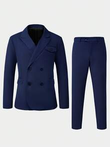 Manfinity Bizformal Bộ vest nam màu xanh hải quân hai hàng cúc, cổ ve áo, túi trang trí, kiểu dáng công sở thường ngày, vest nam công sở, vest hai hàng cúc màu xanh hải quân, vest nam dự tiệc, trang phục Halloween, mùa đông, phong cách cổ điển, trang phục dành cho nam giới giàu có, lễ hội, khách mời đám cưới, dạ hội, trang phục công sở nam, trang phục dự tiệc, Halloween, mùa đông, phong cách cổ điển, trang phục dành cho nam giới giàu có, lễ hội, khách mời đám cưới, dạ hội. - Màu xanh hải quân - Xem 4