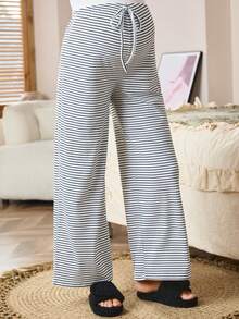SHEIN Maternity Casual Striped High Waist Lounge Pants Comfy Pants Loungewear Women Pajama Pants Pregnancy Pants,Maternity Clothes,