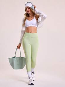 Sovereign Charm Legging Esportiva Apertada de Cintura para Mulheres - Verde - Visão 7