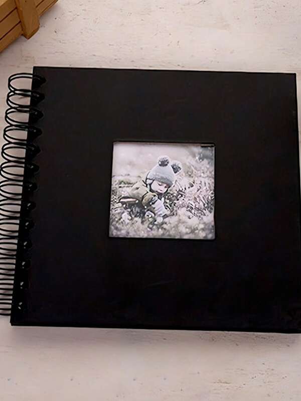 1pc, Scrapbook Photo Album With Black Inner Cowhide Paper Pages, 7x7 Inches, 20 Pages, DIY Notebook, Wedding Anniversary Memory, Travel, Guest, Christmas,Birthday, Valentine's Day Gift1pc, Scrapbook Photo Album Wi…