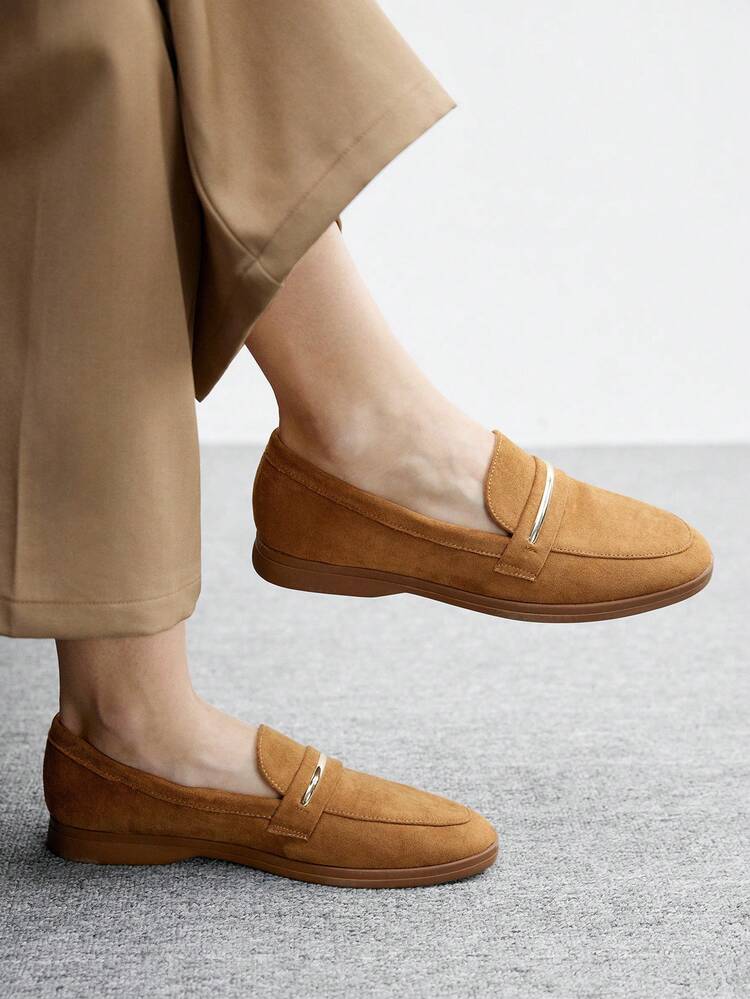 CUCCOO BIZCHIC Women's Fashionable Camel Suede Comfortable Casual Loafers, Suitable For Commuting, Outdoor, Shopping, Work, Daily Wear For Christmas