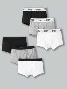 SHEIN 6条/包 儿童简约撞色弹力腰带运动休闲内裤 - 彩色 - 查看 2