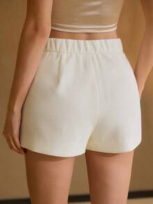 MOTF PREMIUM SOLID TEXTURED KNIT ZIP SIDE SLANT POCKET SHORTS - Beige - View 3