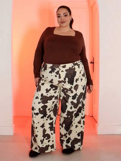 Pretty and Ole 大码女式口袋宽松休闲百搭阔腿牛仔裤