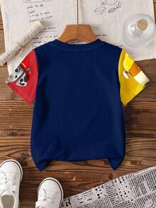 SHEIN | PAW Patrol Young Boy Casual Colorblock Dog Print Round Neck Short Sleeve T-Shirt, Summer - White - View 2