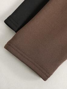 Bộ 2 quần legging bó giữ nhiệt đa năng mặc nhà cho bé gái, màu đen và nâu, mùa thu/đông - màu nâu - Xem 5