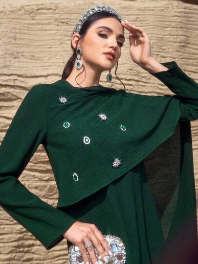 Al Najma Women's Elegant Rhinestone Decorated Arabic Style Dress