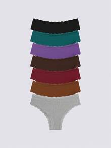 Loungeista 7件舒适条纹棉质比基尼内裤性感内衣 - 彩色 - 查看 3