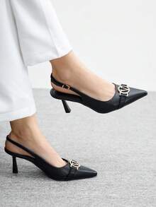 CUCCOO CHICEST Women's Pointed Toe Buckle Design Everyday Versatile Fashion High Heels - Black - View 4