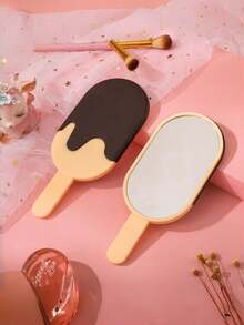 Joivida 1 Espejo de mano de maquillaje con diseño de chocolate lindo - Portátil, sin batería, marco de plástico, tema de dibujos animados, superficie pulida, perfecto para estudiantes y belleza en movimiento - Multicolor - Ver 7