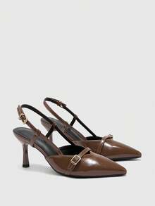 CUCCOO BIZCHIC 女士尖头高跟鞋，性感细高跟，户外/通勤，咖啡色，派对/宴会鞋 - 咖啡棕 - 查看 7