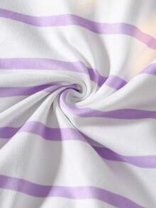 SHEIN Playful Pals 2 chiếc váy polo không tay, kiểu dáng thể thao năng động cho bé gái, màu tím oải hương và trắng sọc ngang, thêu logo ngựa, cổ bẻ, cài nút, eo thấp, viền bèo nhún, chất liệu mềm mại, thích hợp mặc hàng ngày đi học, chơi tennis, golf, nghỉ hè và xuân. - Nhiều màu - Xem 6