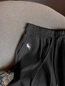 INAWLY 新款休闲懒人马刺绣百搭黑白直筒裤女款 - 彩色 - 查看 6