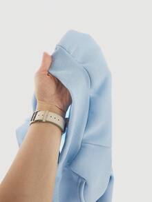 SHEIN Girlism TEENGIRL Blue Hooded Two Pieces Set, Zip-Up Jacket And Relaxed Fit Pants, Collegiate Style Outfit, Back To School, Street Wear Blue Outfit Blue Outfit Set Teen Baby Blue Outfit Girls Blue And White Set Teen With Sweater Pastel Blue Teen Outfits - Blue - View 12