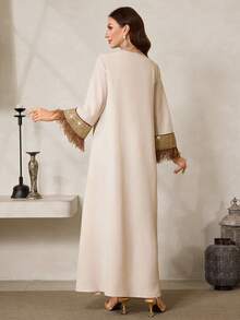 Al Najma Elegant & Luxurious  Style Long Dress For Women - Apricot - View 3