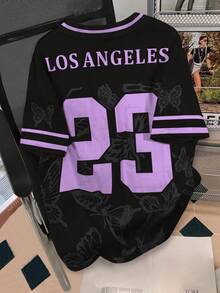 Manfinity Campus Court 休闲宽松透气短袖男士时尚印花T恤 - 彩色 - 查看 2