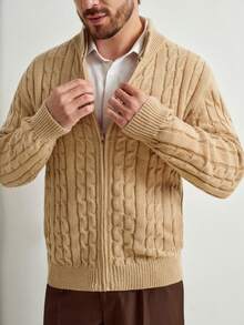 Manfinity CityGents Men's Casual Zip-Up Knitted Cardigan, Autumn/Winter