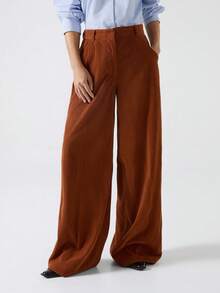 LYSMO 2025 New Arrive Minimalism Winter  Women's Fashionable Versatile Solid Color Wide Leg Pants - Khaki - View 3