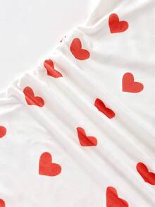 Franclia Áo thun nữ lãng mạn ngày Valentine với họa tiết trái tim, viền ren, cúc in màu trắng và đỏ, tay dài, xếp ly hai bên eo, thích hợp cho mùa đông, Giáng sinh, Năm mới, tiệc tùng, đi biển, thanh lịch. - Nhiều màu - Xem 5
