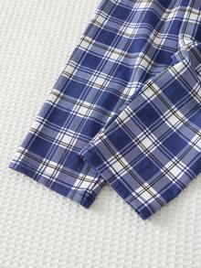 Cozy Pixies 2pcs Baby BoyCasual Set, Contrast Color Patch Pocket Crew Neck Soft Knit Sweater And Elastic Waist Classic Plaid Pants - Multicolor - View 7