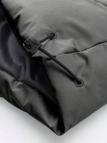 Manfinity EMRG Mantel Musim Dingin Lengan Panjang Pria Warna Polos dengan Kerah Tegak, Mantel Musim Dingin Hangat Warna Polos - Grey - View 8
