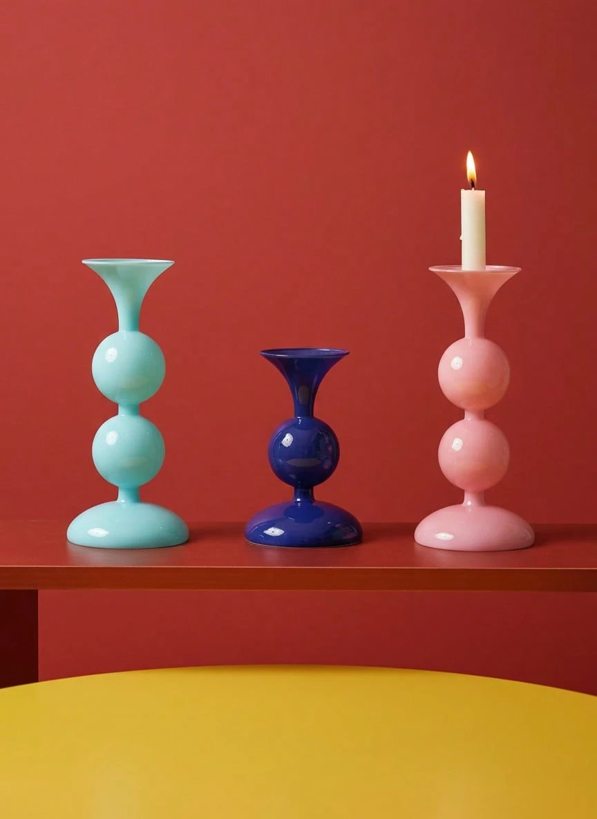 Joivida 1 Stück hochwertige und stimmungsvolle, retrofranzösische römische Säulen-Glaskerzenhalter, einfaches und modernes Gefäß, Zweifachnutzung, robuste Glasstruktur, geeignet für Heimdekoration, Hochzeit, Party und Tischmitte, Valentinstag, Ramadan-Fest - Verschiedenfarbig - Übersicht 1