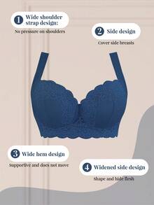1件大码蕾丝舒适无痕支撑钢圈文胸