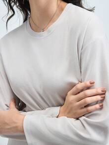 Loungeista 2 件套女士 4 季华夫格纹理休闲纯色睡衣家居服套装，含长袖上衣和裤子，春/秋/冬，两件套舒适服装，秋季服装 - 淺灰色 - 查看 6