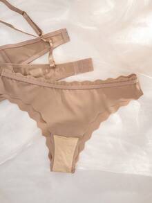 2 件套无缝纯色日常内衣套装 - 駝色 - 查看 4