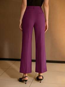 MOTF Classy WOMEN'S OFFICE WEAR PRESS CREASE SUIT PANTS - Purple - View 3