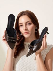 CUCCOO CHICEST Pointed Toe Stiletto Heels Versatile Ladies High Heel Sandals For Christmas - Coffee Brown - View 7