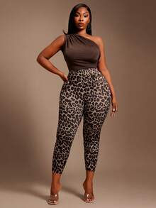 Radiana Leggings de talla grande para mujer, de cintura alta, ajustados y con estampado de leopardo - Multicolor - Ver 3