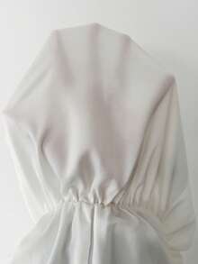 Modelyn Women's French Round Neck Batwing Satin Sleeve Blouse, Spring/Summer/Autumn - White - View 9