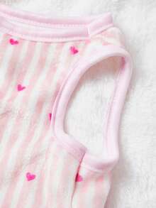 PETSIN 1pc Rose Red Love Printed Pet Tank Top Pink White Stripes Valentine's Day Autumn/Winter Thick Flannel Warm Pet Clothes - Multicolor - View 8