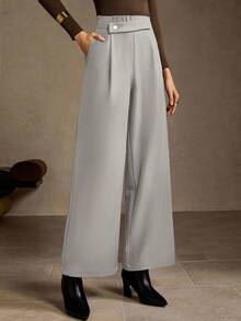 MOTF PREMIUM 褶皱阔腿裤 - 淺灰色 - 查看 6