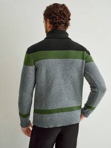 Manfinity Homme Men's Contrast Color Minimalist Casual Long Sleeve Sweater - Multicolor - View 5