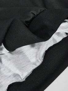 SHEIN ChillGRL 2pcs/Set Teen Girls V-Neck Letter Print Hoodie Sweatshirt And Cargo Pants Casual Outfit - Black - View 9