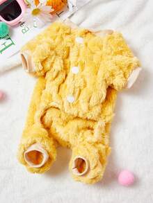 PETSIN 1 Yellow Little Bee Pet Jumpsuit With Traction Buckle For Autumn And Winter Outings, Windproof, Thick And Warm Pet Clothing - Yellow - View 3