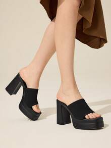 CUCCOO BASICS 女士时尚厚底坡跟凉鞋，适合日常穿着 - 黑色 - 查看 4