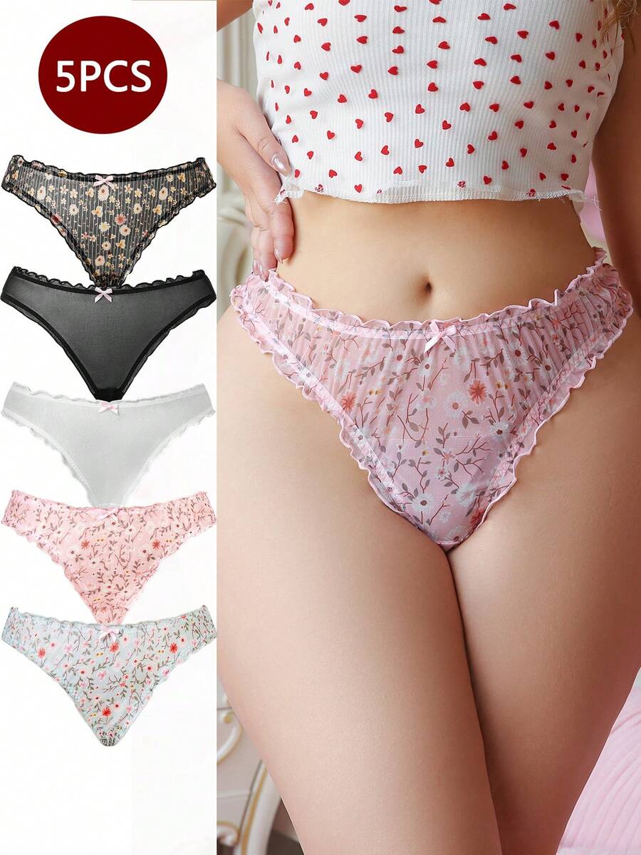 PetitDoll 5pcs/Pack Plus Size Women Sexy Panty Sets - Multicolor - View 1
