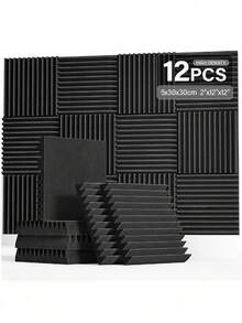 MODX [12 件] 楔形声学泡沫，用于隔音和降噪 - 12x12/12x2 英寸聚酯吸音瓷砖声学处理泡沫 - 隔音板适用于录音室、音乐室、游戏空间、播客、降噪吸音材料、吸音垫和声学处理墙贴。 - 彩色 - 查看 14