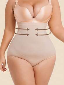 Women's Plus Size Seamless Tummy Control Triangle Panties Shapewear Bottoms, 1pc - Apricot - View 3