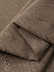 Dazy-Less Bộ 3 món đồ nữ áo khoác cardigan dài không tay dáng rộng thanh lịch, trang nhã, thoải mái khi đi làm và quần ống đứng, phù hợp cho mùa thu, xuân, năm mới, giáng sinh - Cà phê nâu - Xem 3