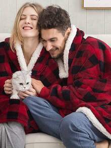 A Large-Size Hooded Sweater, A Woolen Hooded Shirt For Both Men And Women, Made Of Comfortable Flannel Material, With Pajama-Like Functionality, Is A Must-Have For Warmth In Autumn And Winter, Perfect For Home Wear - Multicolor - View 4