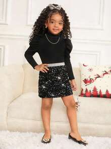 SHEIN 节日派对外出聚会圣诞亮片紧身迷你裙，派对连衣裙 - 銀色 - 查看 3